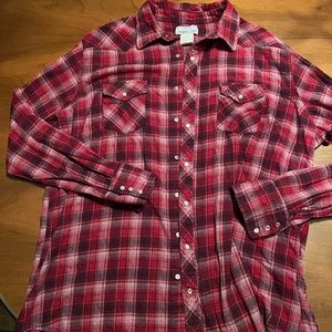 Wrangler Wrancher Flannel Pearl Snap Button up Shirt. 2XL